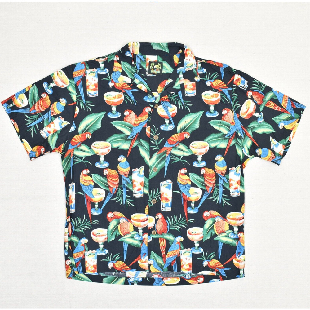 Benny's Men's Button Down Shirt Tropical Vacation Cotton Multicolor Size L USA